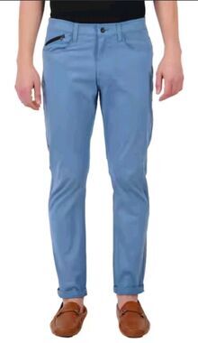 Hudson & Barrow Performance Tech Pants Mens 36x32 Lt Blue Stretch Chinos (A05)